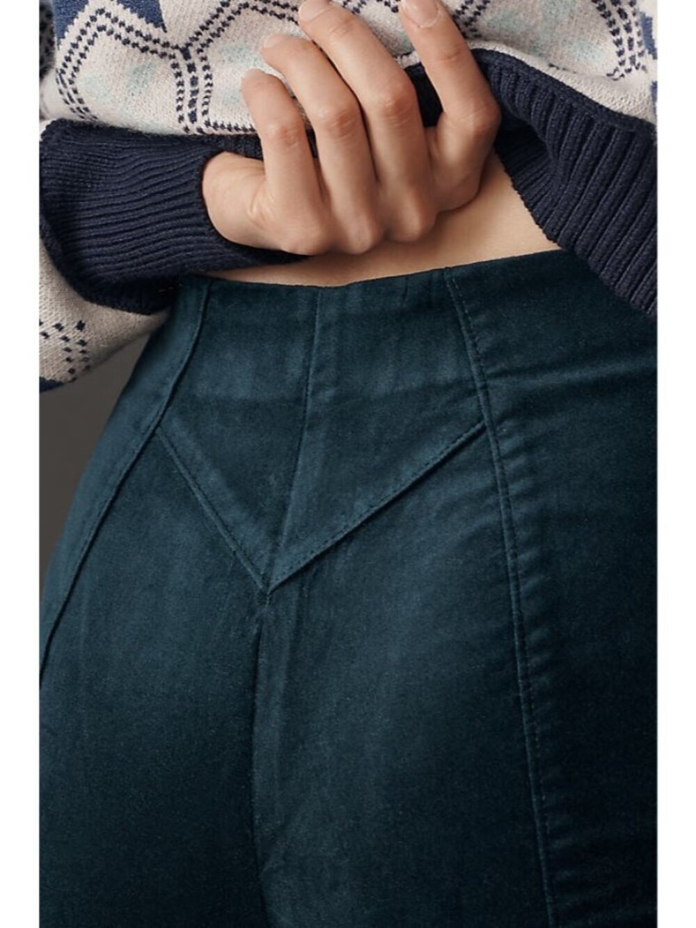 Anthropologie Maeve High-Rise Split-Front Velvet Skinny Pants L - Picture 2 of 3